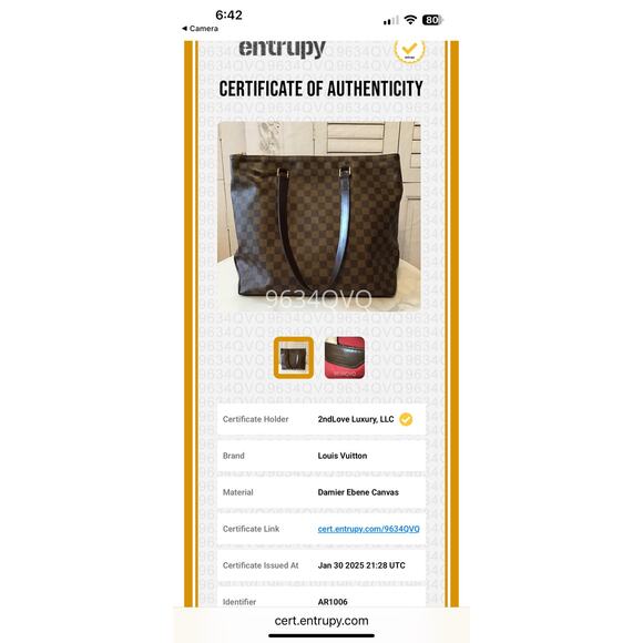 Preloved Louis Vuitton Caba Mezzo Tote bag Damier Brown - Picture 3 of 10